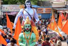 गाजीपुर में श्रीरामनवमी शोभा यात्रा की तैयारी करते आरएसएस और सामाजिक संगठन