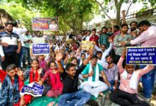 Teacher recruitment protest in prayagraj